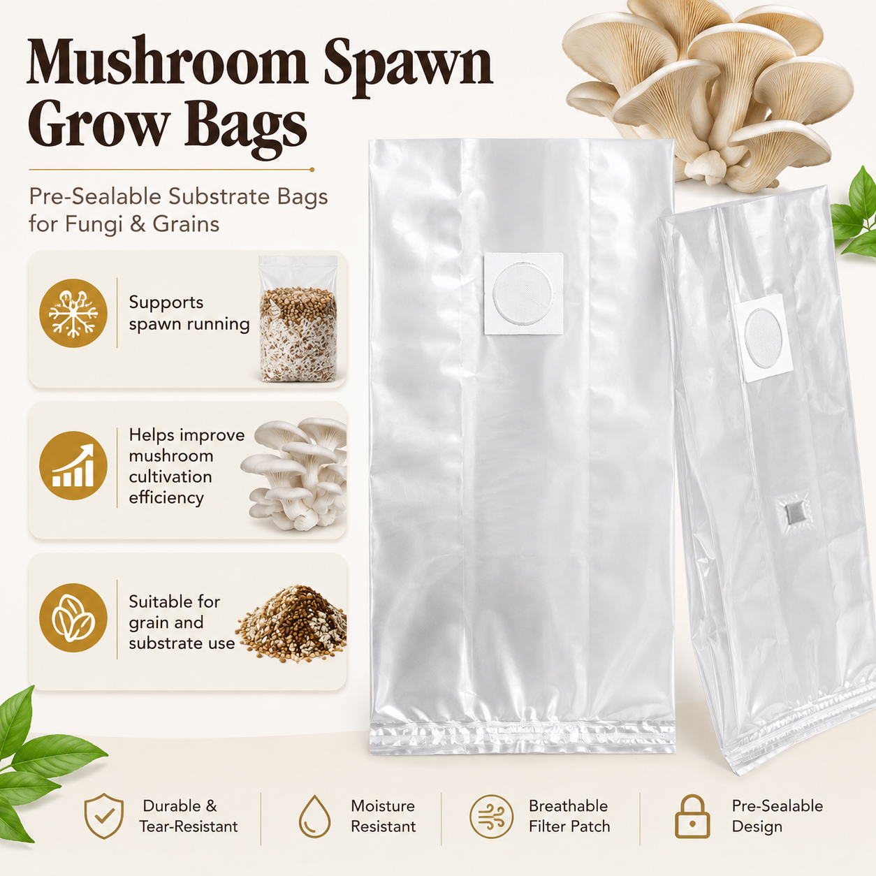 10/20Pcs Mushroom Grow Bags Hi - огляд і ціна Mushroom Spawn Bag